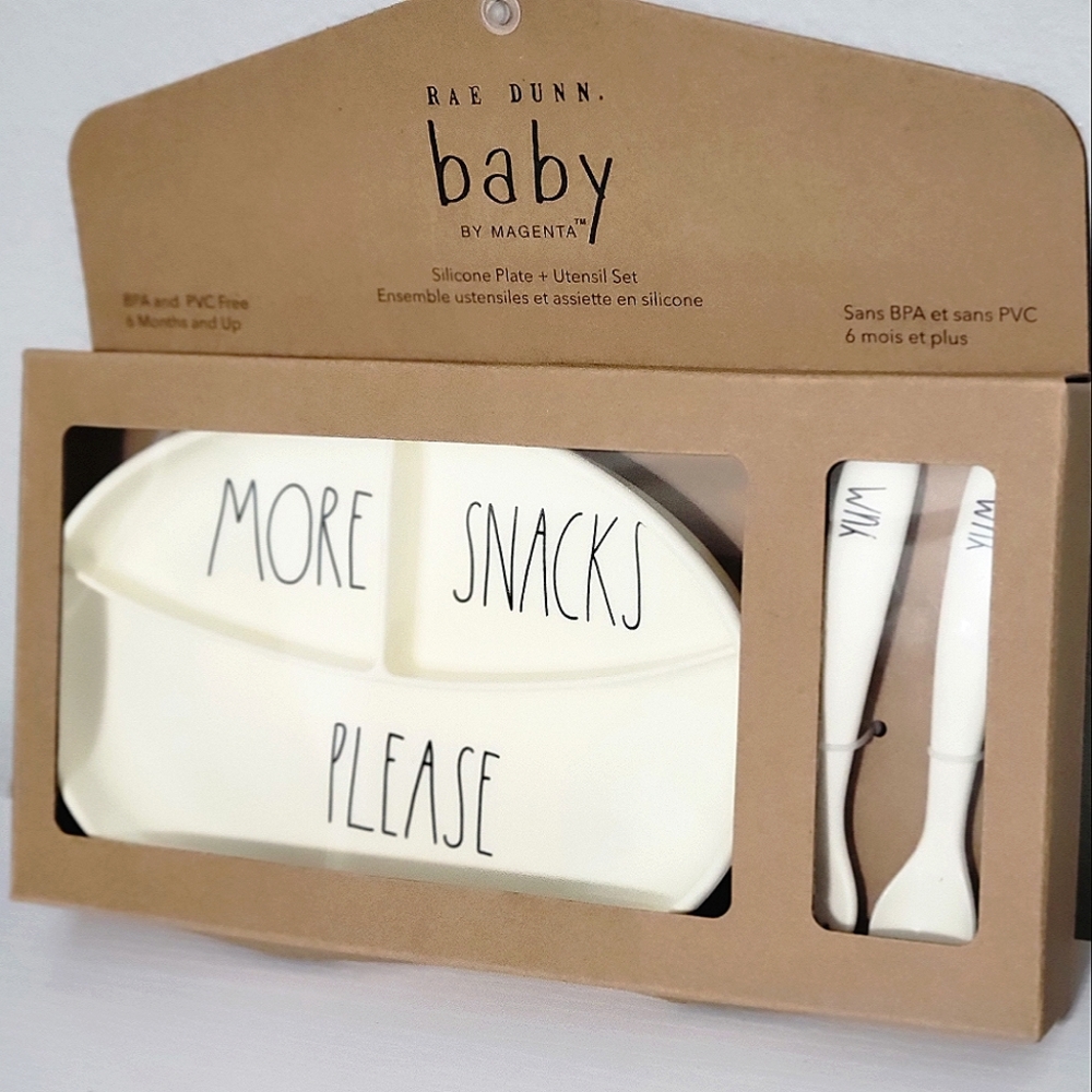 Rae Dunn Baby Silicone Plate and Utensils Set